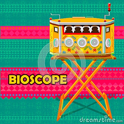 Indian vintage Biscope representing colorful India Vector Illustration