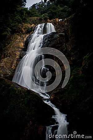 Indian waterfall shot with slow shutter speed Stock Photo