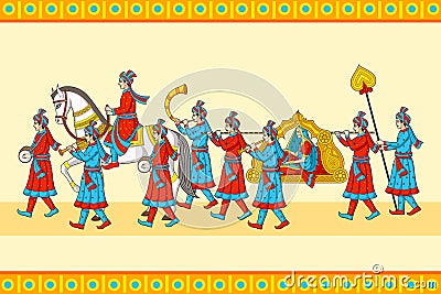 Indian wedding baraat ceremony Vector Illustration