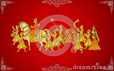 Indian Wedding Card Vector Illustration