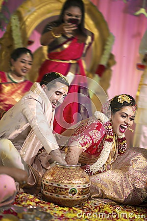 Indian wedding happy moments bride Editorial Stock Photo