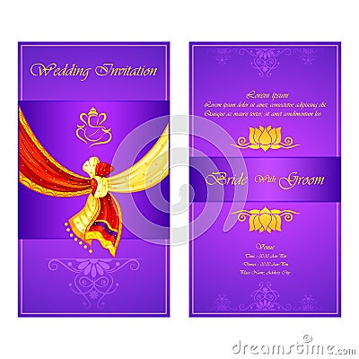 Indian wedding invitation card Vector Illustration