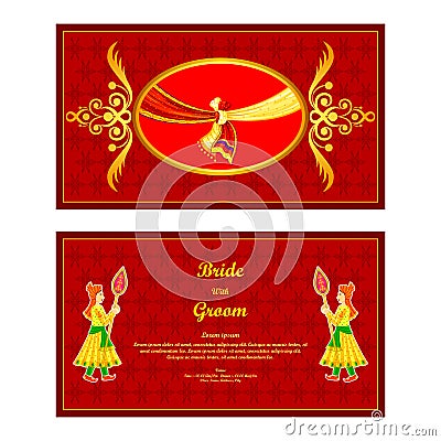 Indian wedding invitation card Vector Illustration