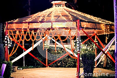 Indian wedding set, a mandap for wedding celebration Stock Photo