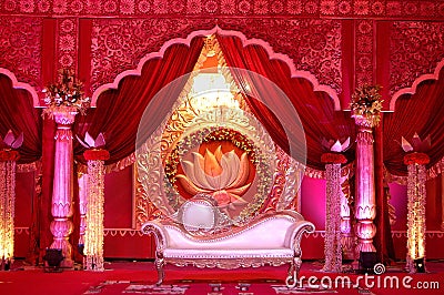 Indian wedding stage mandap Stock Photo