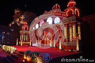 Indian wedding stage mandap Stock Photo