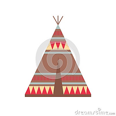 Indian Wigwam with Ornamental Elements. Ethnic Tribal Teepee. Boho style. Vector Illustration