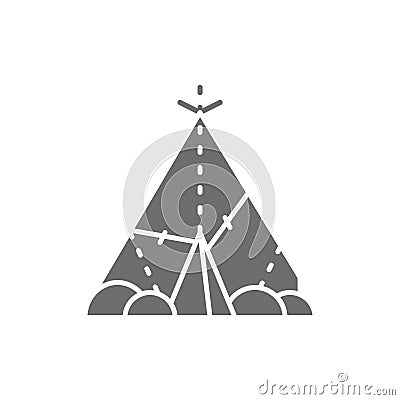 Indian wigwam, prehistoric house, primitive home gray icon. Vector Illustration