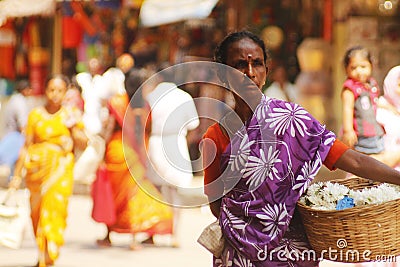 Indian woman with flowers Editorial Stock Photo
