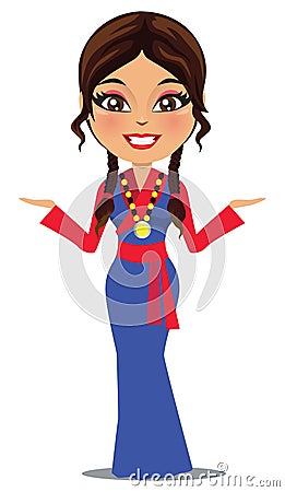 Indian woman from Himachal Pradesh and city of Shimla wearing a traditional outfit from Shimla - Vector Stock Photo