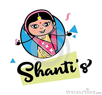 Indian Woman Mascot Logo Cartoon Illustration
