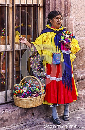 Indian Woman Peddler Souvenirs Jardin San Miguel de Allende Mexico Editorial Stock Photo
