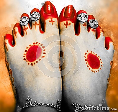 Indian woman traditional feet Stock Photo