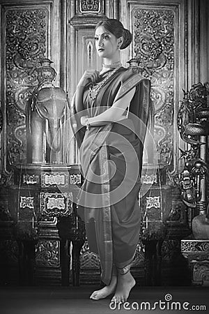 Indian woman in traditional saree Stock Photo