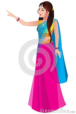 Indian woman in a traditional saree Vector Illustration