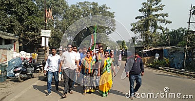 Indian women celebrating her advertising election manifesto. Editorial Stock Photo