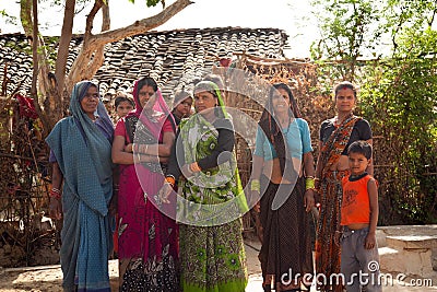 Indian women facing camera village Editorial Stock Photo