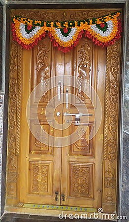 Indian Wooden Door Stock Photo
