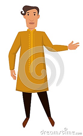 Indian young man in traditional clothing nationality or ethnicity Vector Illustration