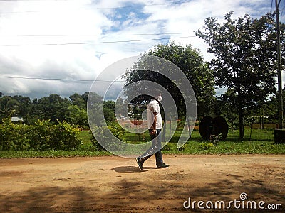 Indian young men forest wakeing Editorial Stock Photo