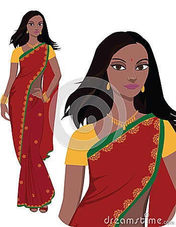 Indian young woman (vector) Vector Illustration