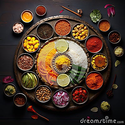 Indian yummy food closeup view with variety of appetizers and entrees Stock Photo
