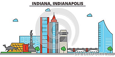 Indiana, Indianapolis.City skyline Vector Illustration