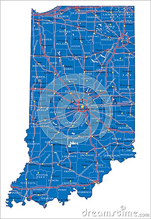 Indiana state political map Vector Illustration