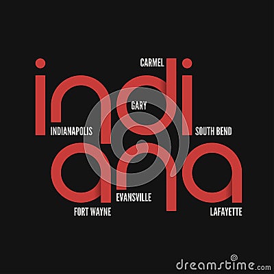 Indiana state. T-shirt and apparel vector design, print, typogra Vector Illustration