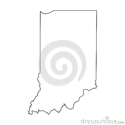 Indiana, state of USA - solid black outline map of country area. Simple flat vector illustration Vector Illustration