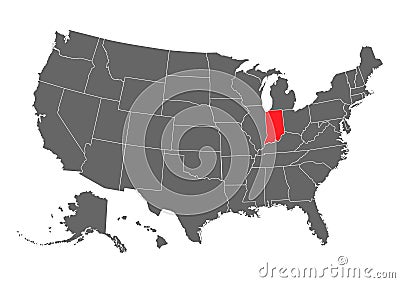 Indiana vector map. High detailed illustration. United state of America country Vector Illustration