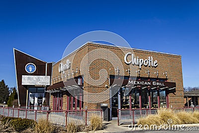 Indianapolis - Circa February 2017: Chipotle Mexican Grill Restaurant. Chipotle is a Chain of Burrito Fast-Food Restaurants IX Editorial Stock Photo
