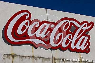 Indianapolis - Circa February 2017: Coca Cola Signage and Logo at IMS. Coke products are among the best selling soft drinks XI Editorial Stock Photo