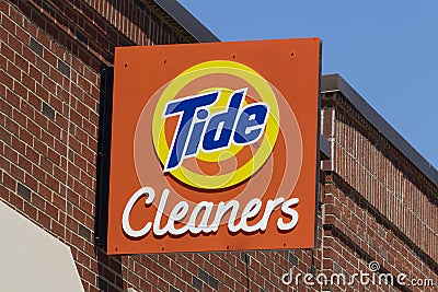 Tide Dry Cleaners Laundry Location. Tide has created a professional dry cleaning service for garments Editorial Stock Photo
