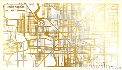 Indianapolis Indiana USA City Map in Retro Style in Golden Color. Outline Map Stock Photo