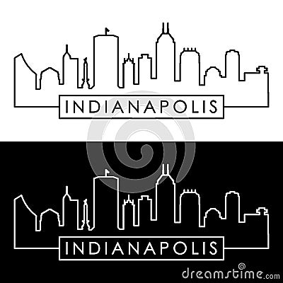 Indianapolis skyline. Linear style. Vector Illustration