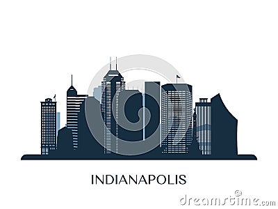 Indianapolis skyline, monochrome silhouette. Vector Illustration