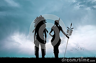 Indians couple at sunset Stock Photo