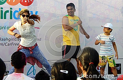 Indians do jumba dance during raahgiri day event Editorial Stock Photo