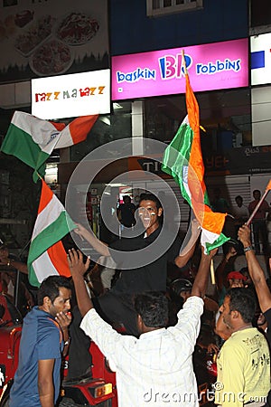 Indians party on street for WC cricket Editorial Stock Photo