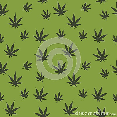 Indica and sativa marijuana leaves seamless vector pattern Vector Illustration