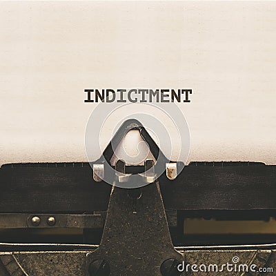 Indictment title on vintage type writer from 1920s Stock Photo