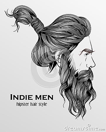 indie men hipster hair style Vector Illustration