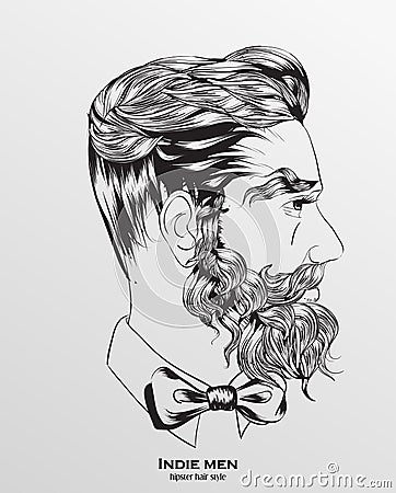 indie men hipster hair style Vector Illustration