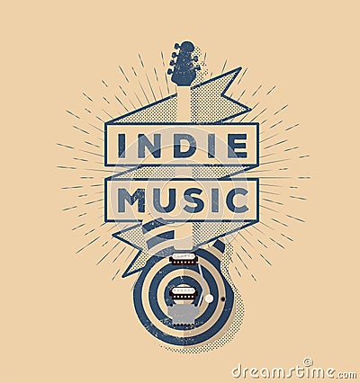 Indie Rock Music Vintage Styled Badge Design. Template for your poster, flyer, banner, design. Vector illustration. Vector Illustration