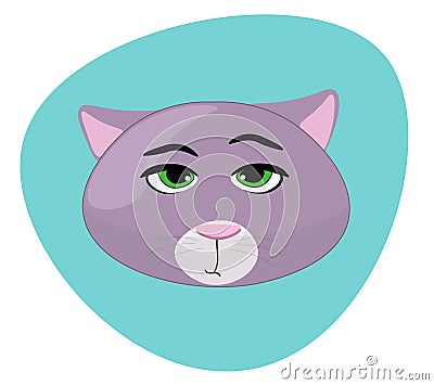 Indifferent cat face.Cartoon flat illustration Cartoon Illustration