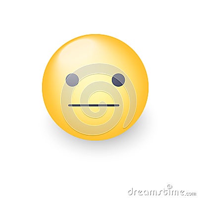 Indifferent emoji cartoon icon. Expressionless emoticon face. Neutral smiley mood. Vector Illustration