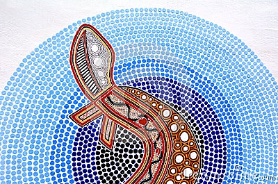 Indigenous Australian art Dot painting. Stock Photo