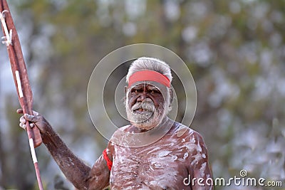 Indigenous Australians aboriginal man dancing a cultural ceremony dance Editorial Stock Photo