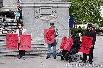 Indigenous community protest in Vancouver over mass unmarked grave of 215 Indigenous Children Editorial Stock Photo